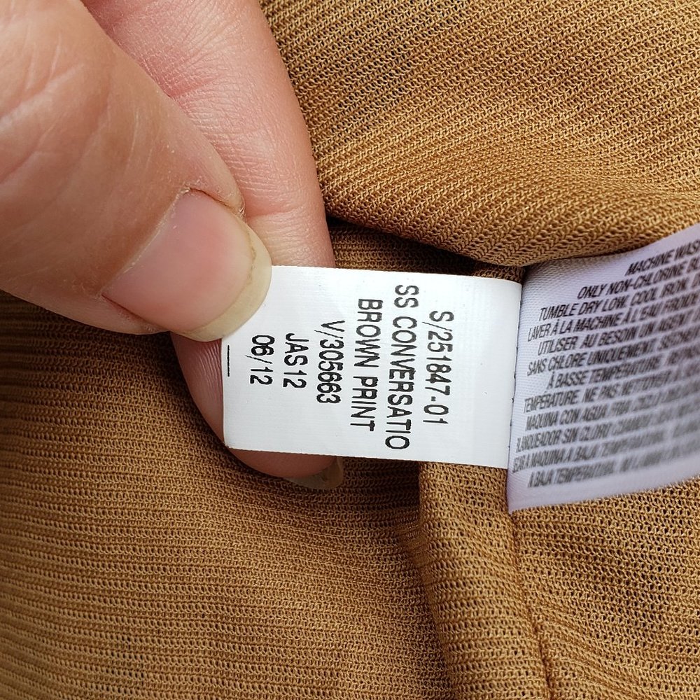 Old Navy Tan & Black Bird Print Cap Sleeve Dress - Large - Picture 9 of 9